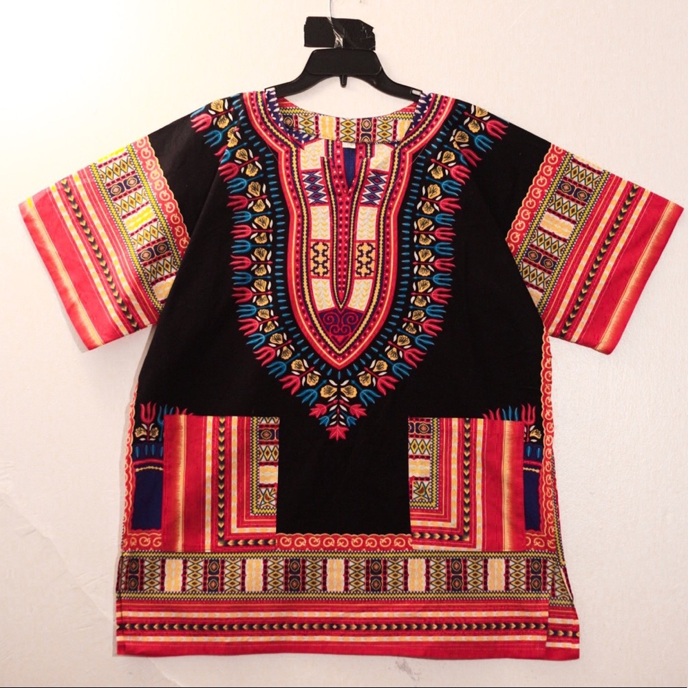 Dashiki Short Sleeve Shirt (Pink)